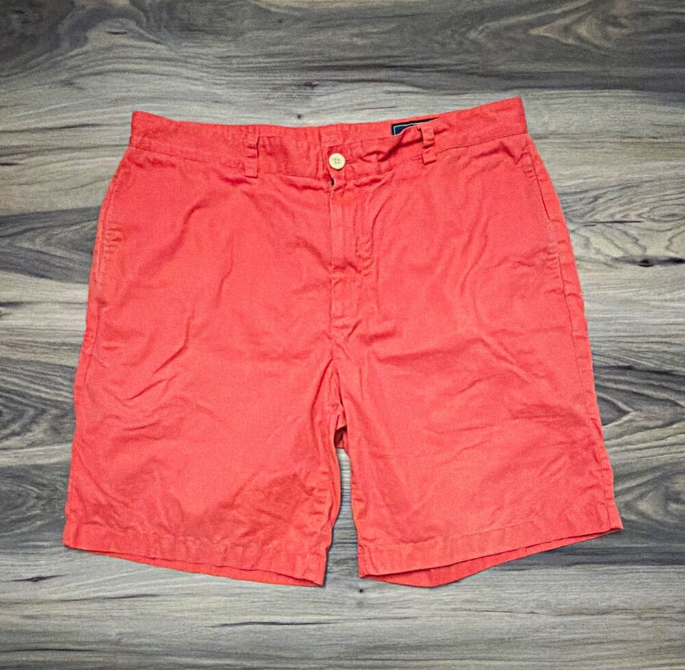 Vineyard Vines Men’s 36 Club Shorts Coral Red 100% Cotton Chino Preppy